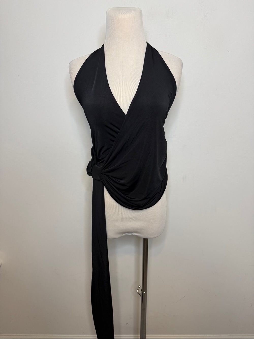 Meshki Tyla Draped Slinky Halter Top S